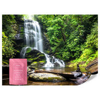 FOTOTAPETE Wasserfall im Dschungel Bäume Felsen 3D 450x315 - Braun/Weiß, Papier (450/315cm) - Muralo