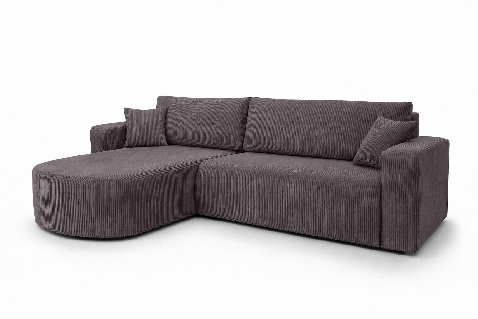 Kaiser Möbel ROHOVÁ SEDAČKA s funkcí spaní, manšestrová tkanina Poso, Tmavě šedá, Levá strana, ROUND ONE XL