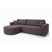 ECKSOFA Mit Schlaffunktion, Cordstoff Poso, Dunkelgrau, Links, ROUND ONE XL - Dunkelgrau, Holz (271/175cm) - Kaiser Möbel