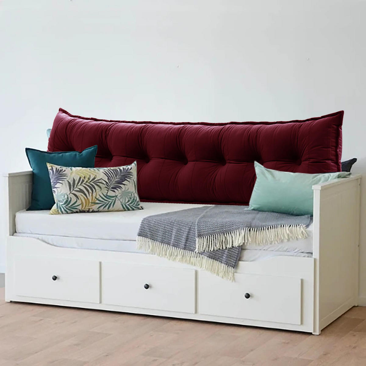 RÜCKENKISSEN Samtlook Weinrot 120 cm - Weinrot, Textil (45/120cm) - Vercart
