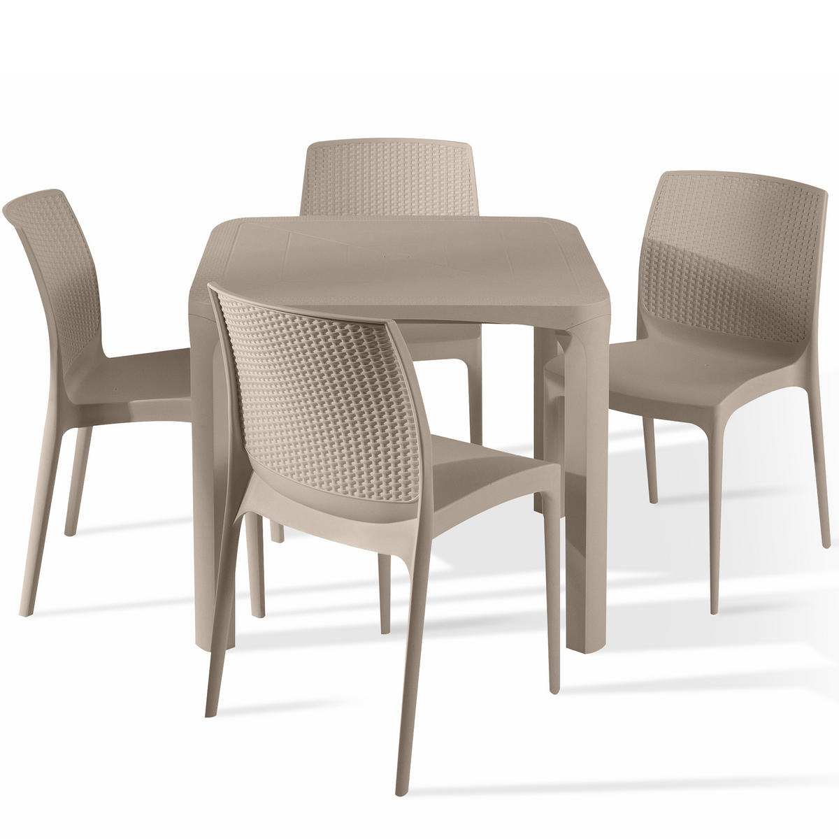 GARTENMÖBEL-SET LEOPSI, RANTU 5-tlg, Beige - Beige, Kunststoff - KONSIMO®