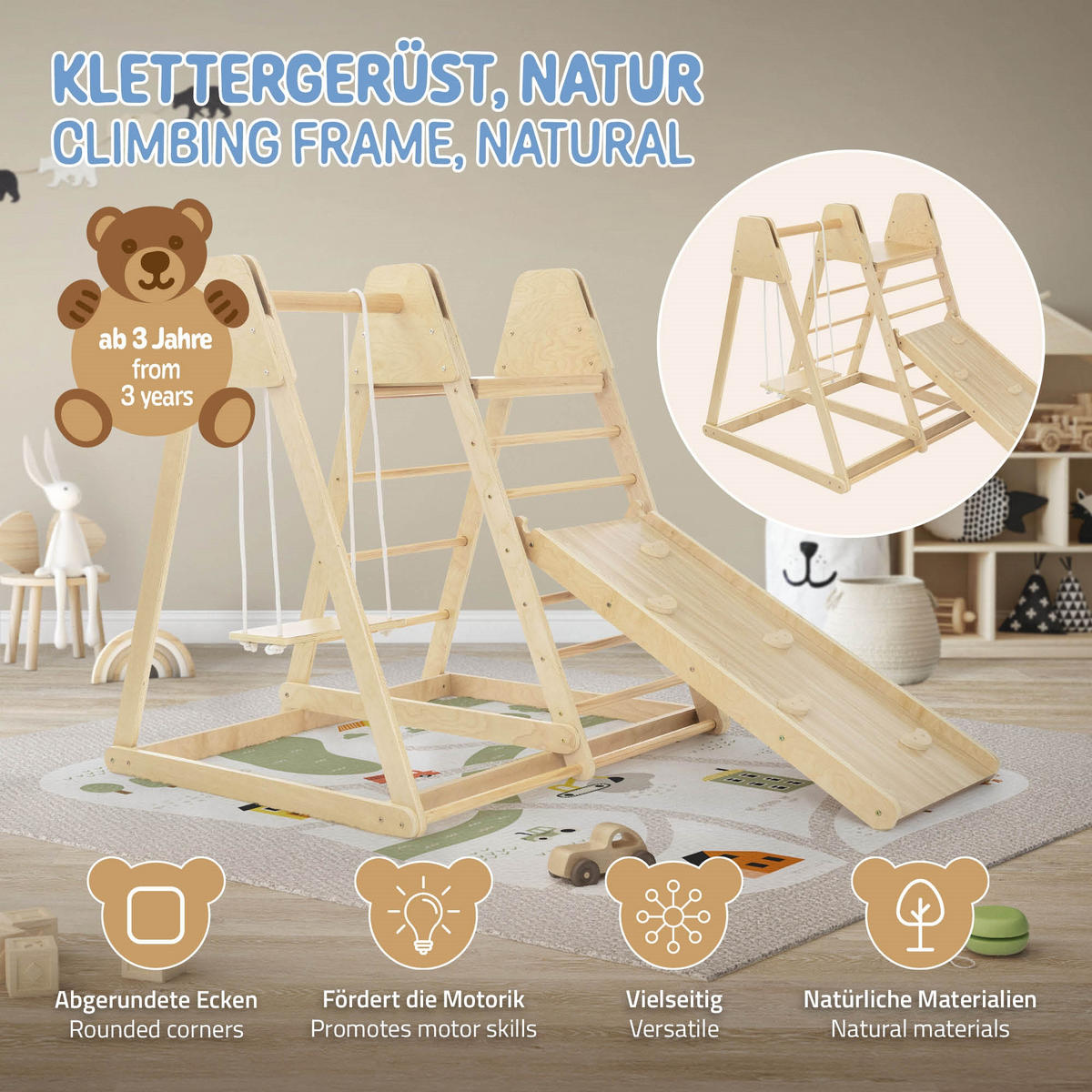 KLETTERGERÜST - Naturfarben, Holzwerkstoff (112/121cm) - Joyz