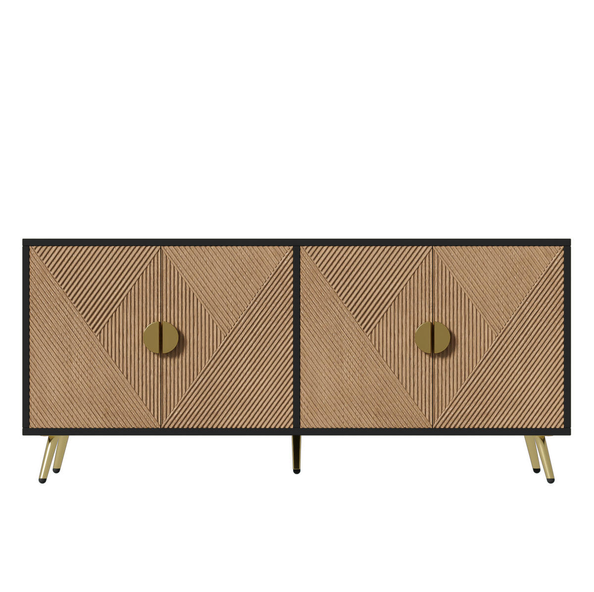 KOMODA, 160/40/75 cm, MDF a dřevotříska, černá/barva dřeva, 4dveřová - černá, kompozitní dřevo (160/75/40cm) - BEAOK