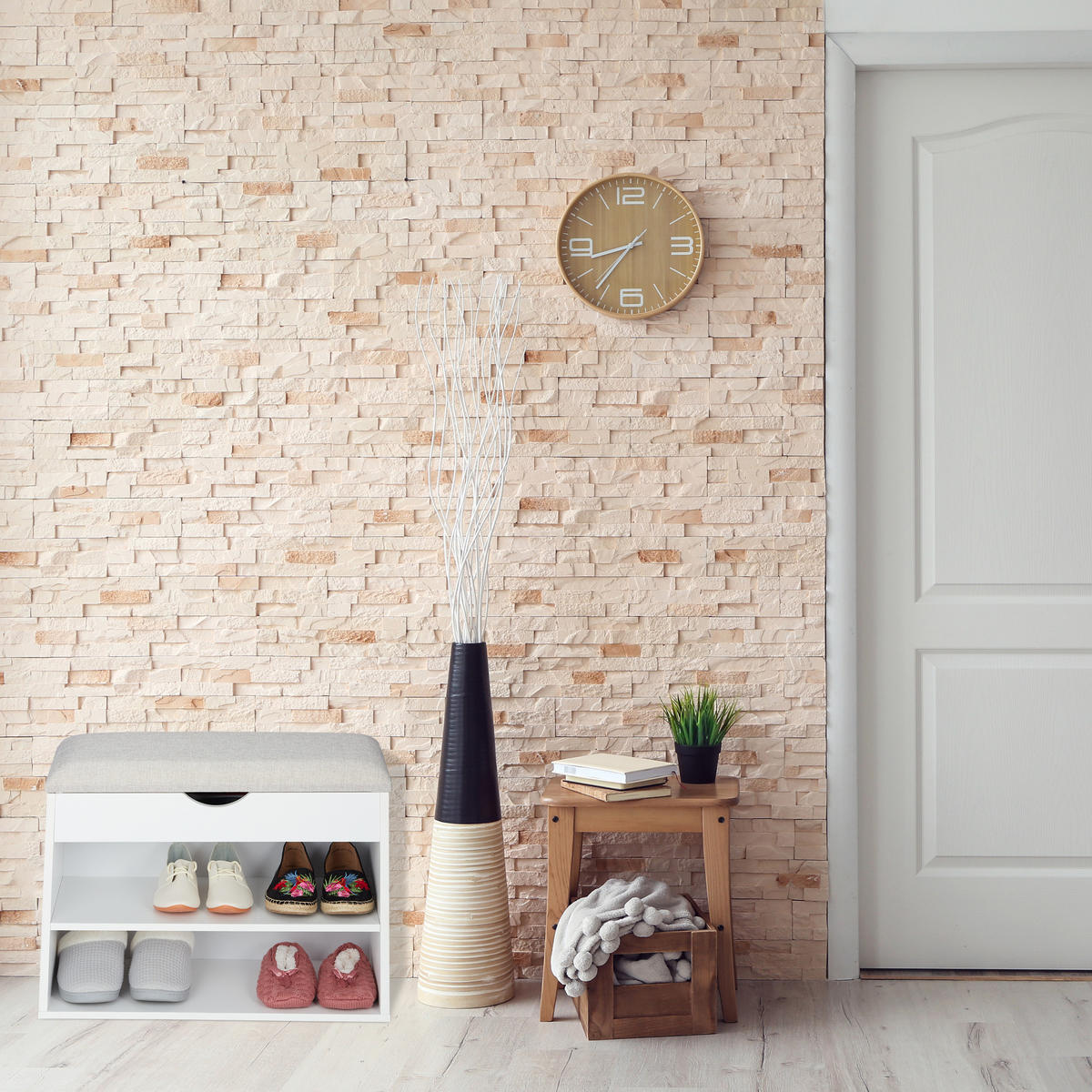 SCHUHBANK - Weiß, Holzwerkstoff/Textil (62/45/30cm) - Relaxdays