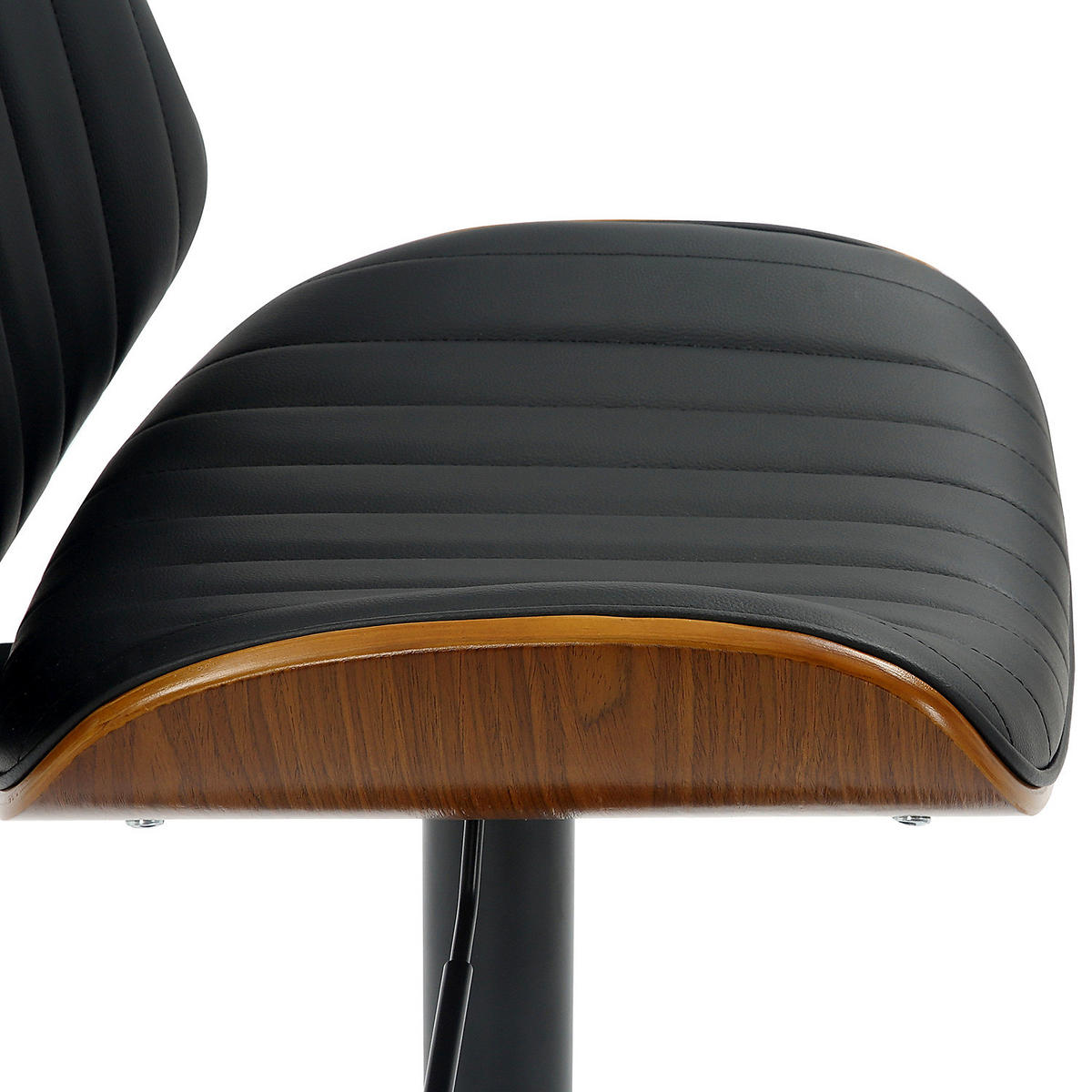 BARSTUHL - Kunstleder / Pappel teilmassiv - Schwarz / Pappel Dunkel - Schwarz, Holz/Kunststoff (47/87/50cm) - home24