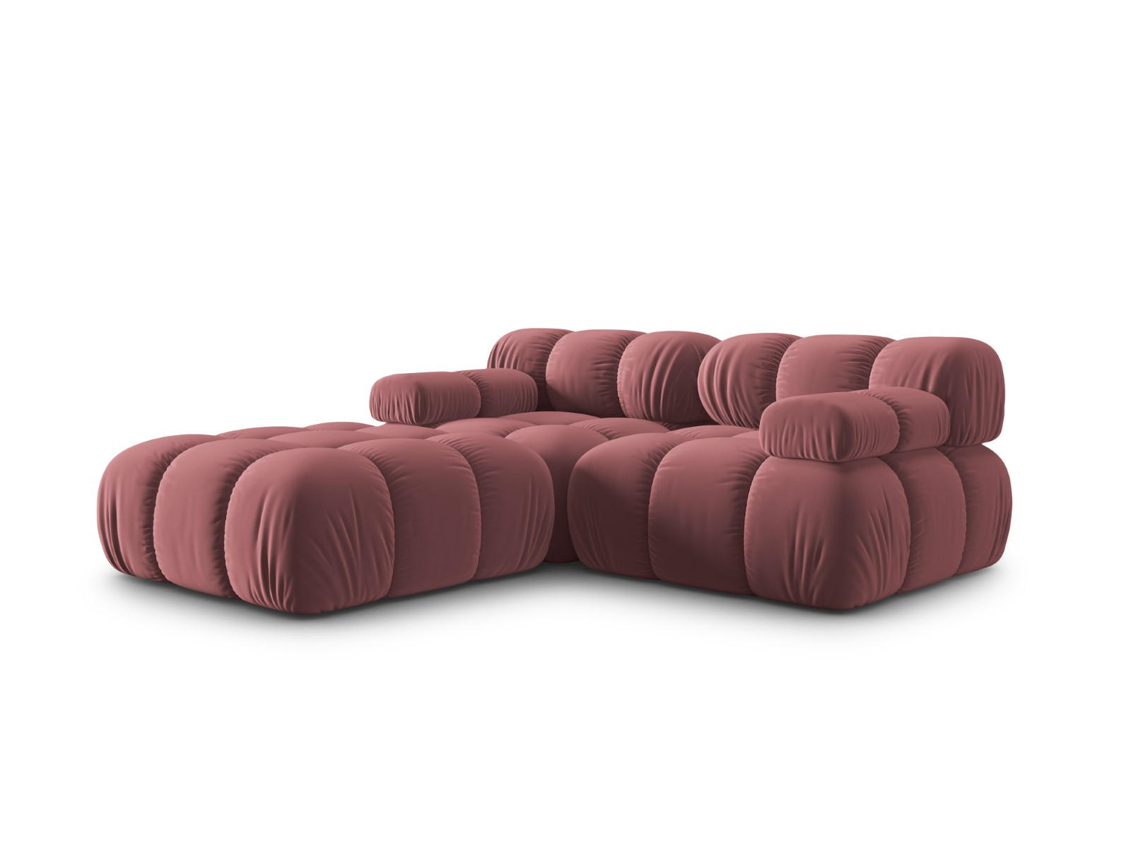 MODULARES-SOFA Bellis aus Samt rosa 3 Sitzplätze - Pink, Textil (188/63/188cm) - Micadoni