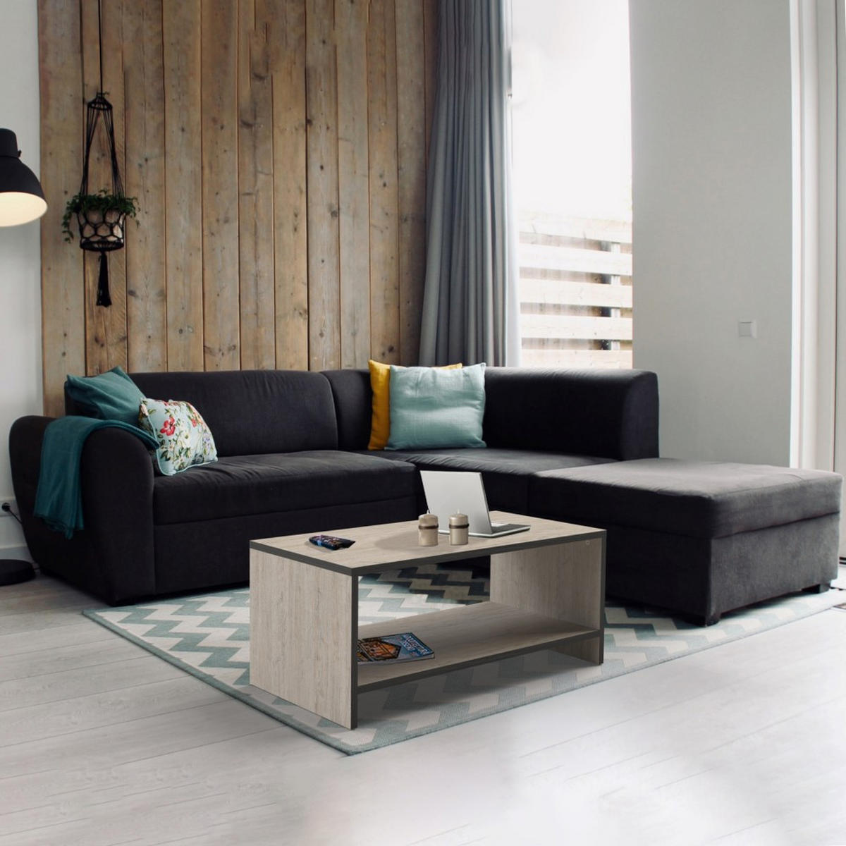 COUCHTISCH ALBA / 100x50cm - Eiche sandgestrahlt - Sonoma Eiche, Holzwerkstoff (100/64/63cm) - Weber Industries