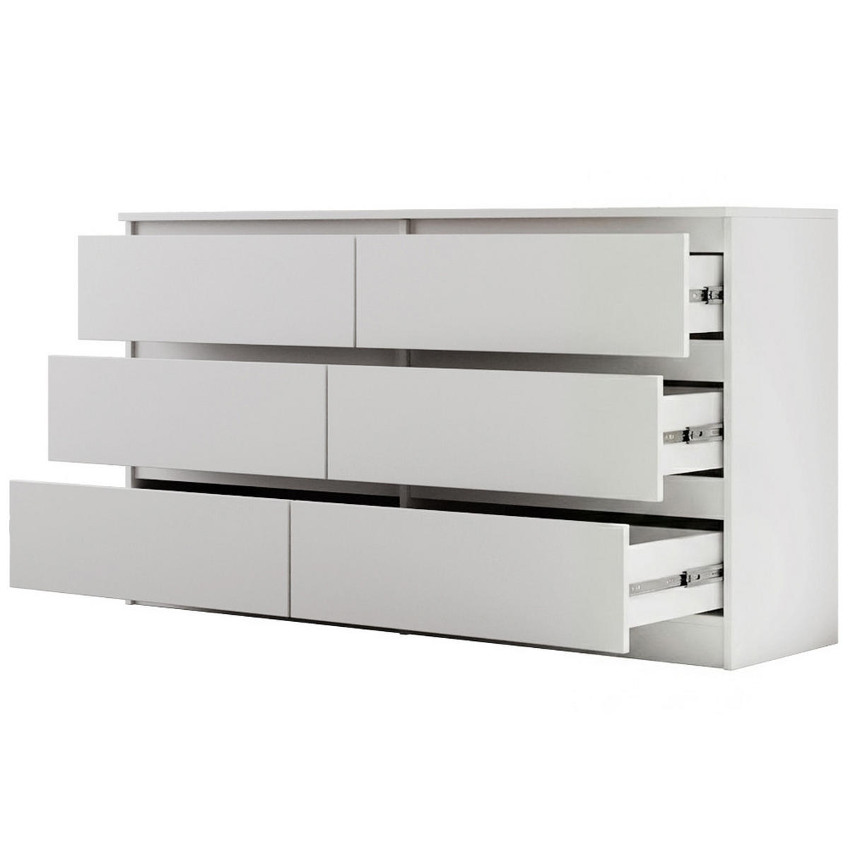 KOMMODE Lemon mit 6 Schubladen, 140 cm, Weiß matt - Weiß, Holzwerkstoff (140/78/39cm) - Beautysofa