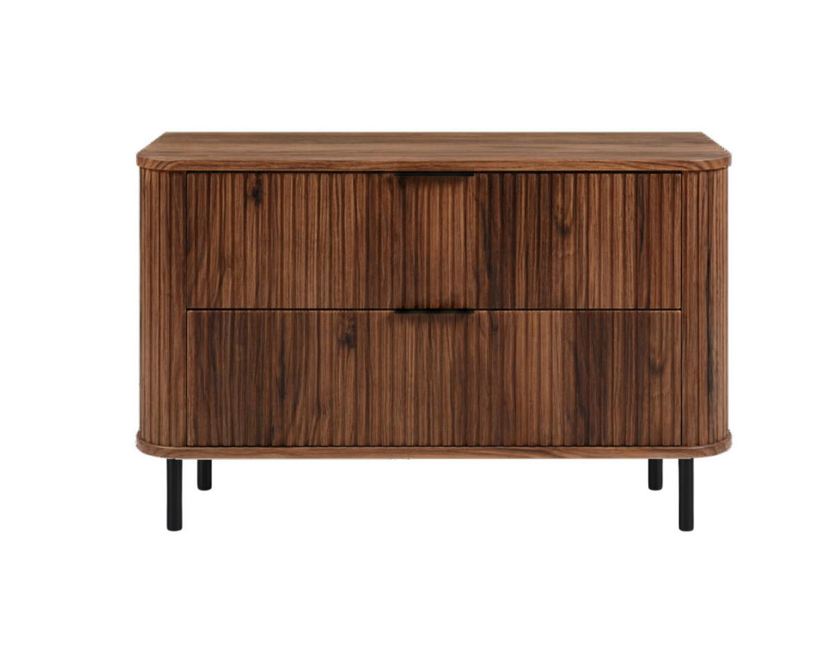 BADEZIMMERSCHRANK : Farbe Eiche-Nussbaum, Griff schwarz, Füße schwarz, 100 x 41,5 x 66,7 cm - Schwarz/Braun, Holzwerkstoff (100/66.7/41.5cm) - 3XE LIVING