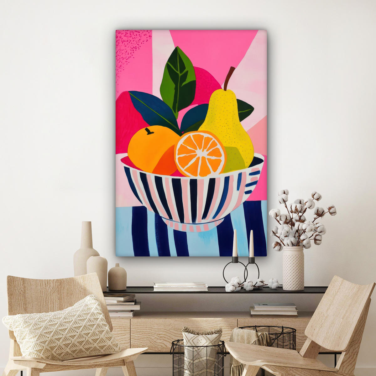 LEINWANDBILD Obst - Abstrakter Hintergrund - Rosa Deko Groß 90x140 cm - Pink, Textil (90/140cm) - MuchoWow