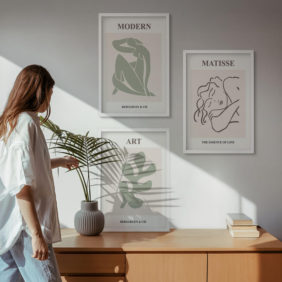 WANDBILDER 3er-Set - 40x60 cm Weißer Rahmen - Stilvolles Design mit Pflanzenmotiven - Weiß, Kunststoff (40/60cm) - ArtPrintCave