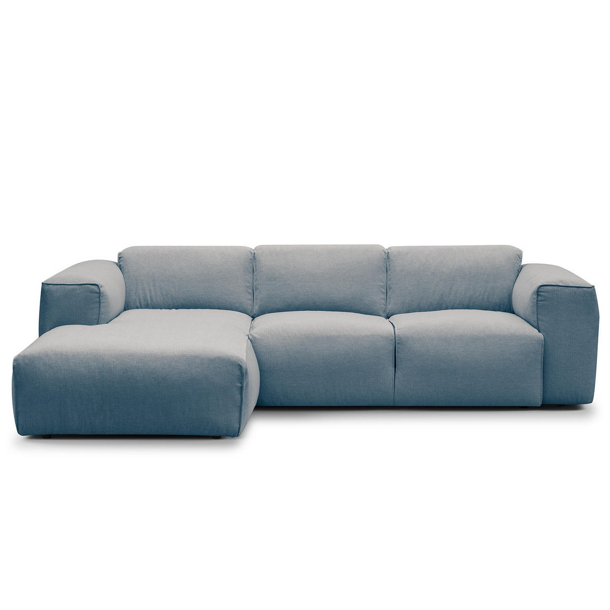 3-SITZER ECKSOFA mit Longchair - Blaugrau/Schwarz, Kunststoff/Textil (251/173cm) - home24