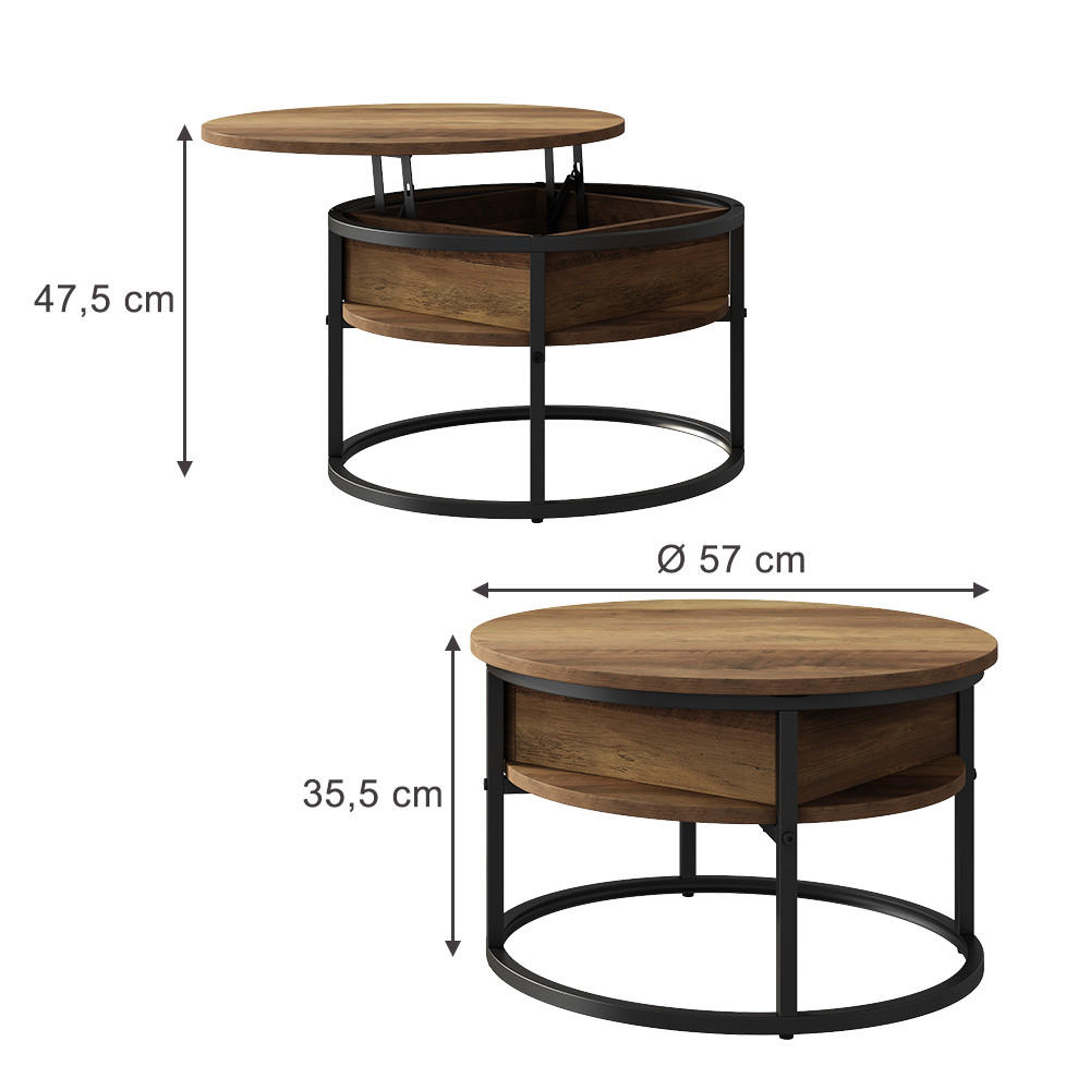 COUCHTISCH Marlo Holz 57 x 57 cm - Schwarz/Sonoma Eiche, Holzwerkstoff (57/57/47.5cm) - Vicco
