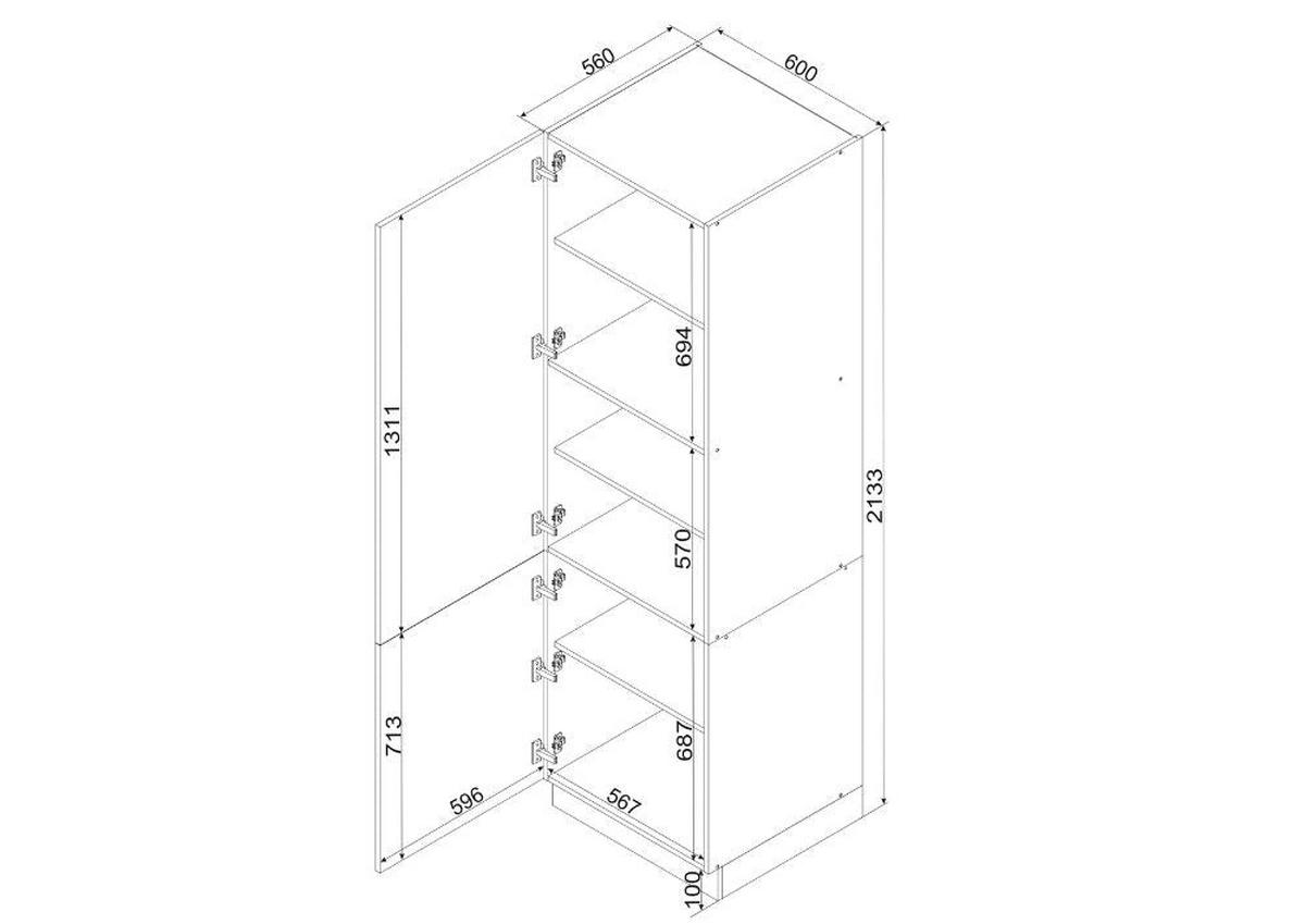HOCHSCHRANK D60SŁ P/L – ARVION – Hochwertiges Design Konzept – Grün / Matt - Grün, Holzwerkstoff/Metall (60/213.3/56cm) - ROYAL24_MARKT