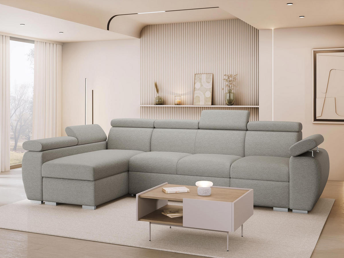 ECKSOFA Boston LCP, Seite: Links LCP+2R+1P(65) - Silberfarben, Holz/Textil (320/170cm) - MIRJAN24