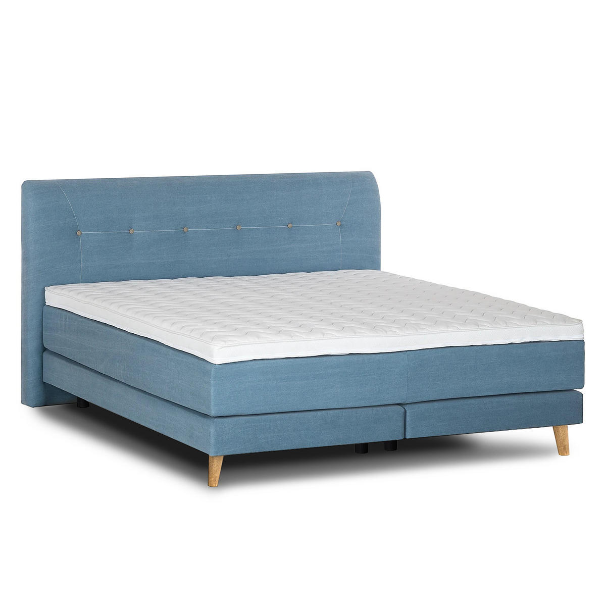BOXSPRINGBETT - Webstoff - Hellblau, Naturmaterialien (200/200cm) - home24