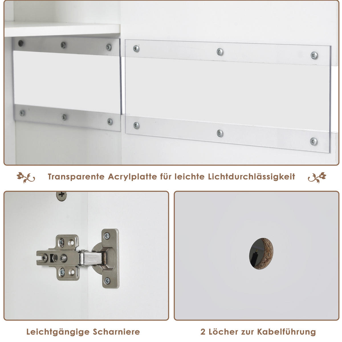 SIDEBOARD 140/35/72 cm, Hochglanz-Front, 2 Acryltüren und 4 Schubladen, 16-Farben RGB-LED, Weiß - Weiß, Holzwerkstoff (140/72/35cm) - Redom
