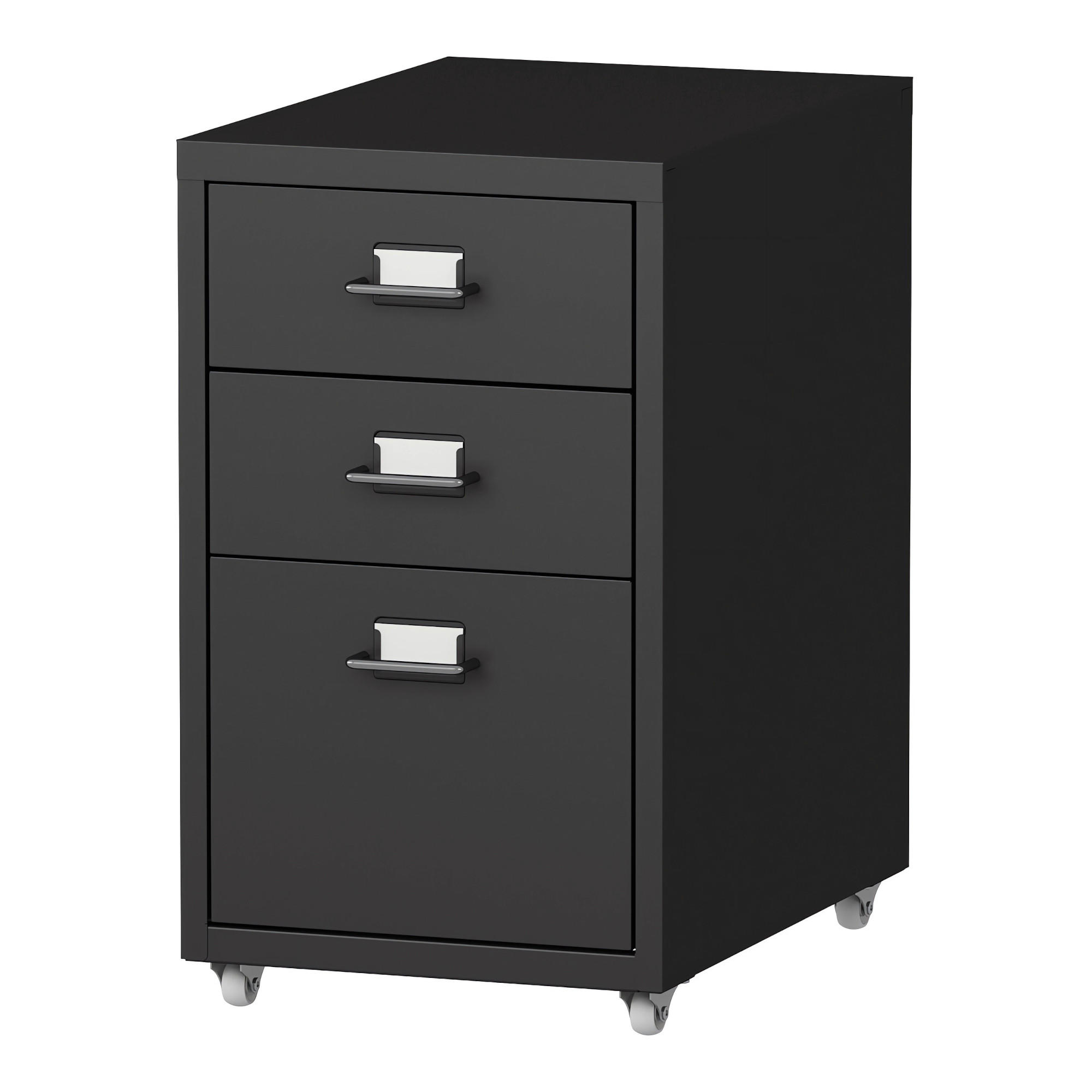 ROLLCONTAINER Kökar - Schwarz, Metall (28/48/41cm) - [en.casa]