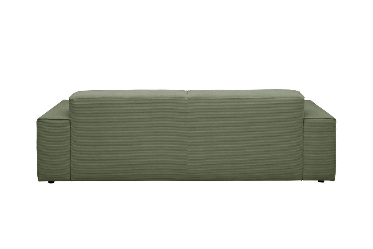 SOFA RANI Grün Cord - Schwarz/Olivgrün, Kunststoff/Textil (256/71/101cm) - KAWOLA