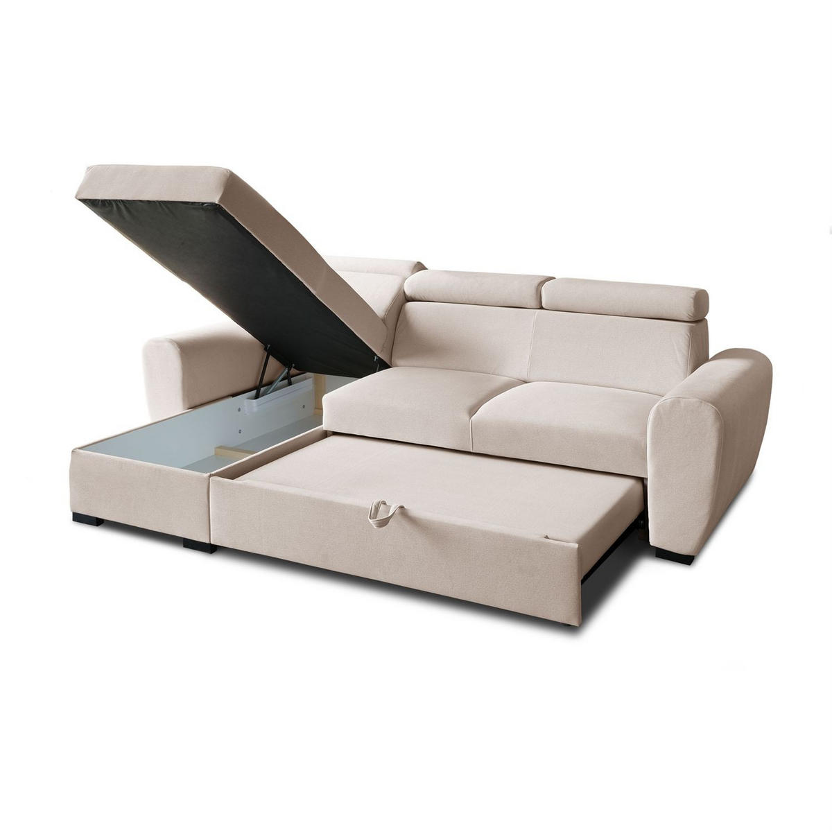 ECKSOFA FALCO mit Schlaffunktion Elli 04 - Beige, Textil (253/174cm) - Lookway