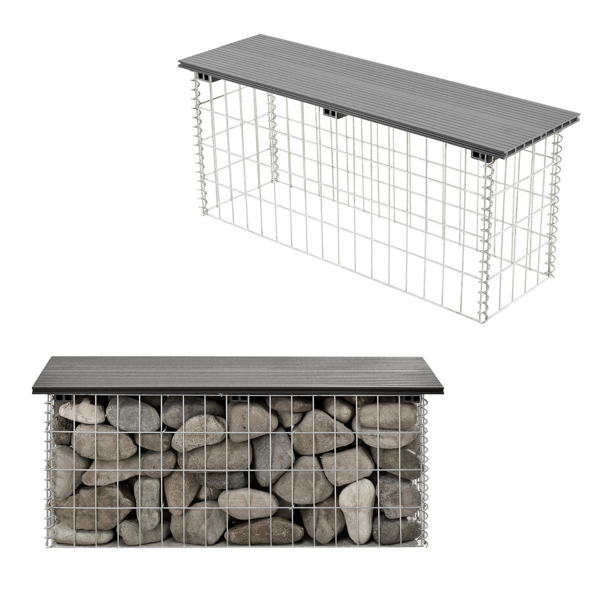 GABIONENBANK - Grau, Kunststoff (100/45/30cm) - pro.tec