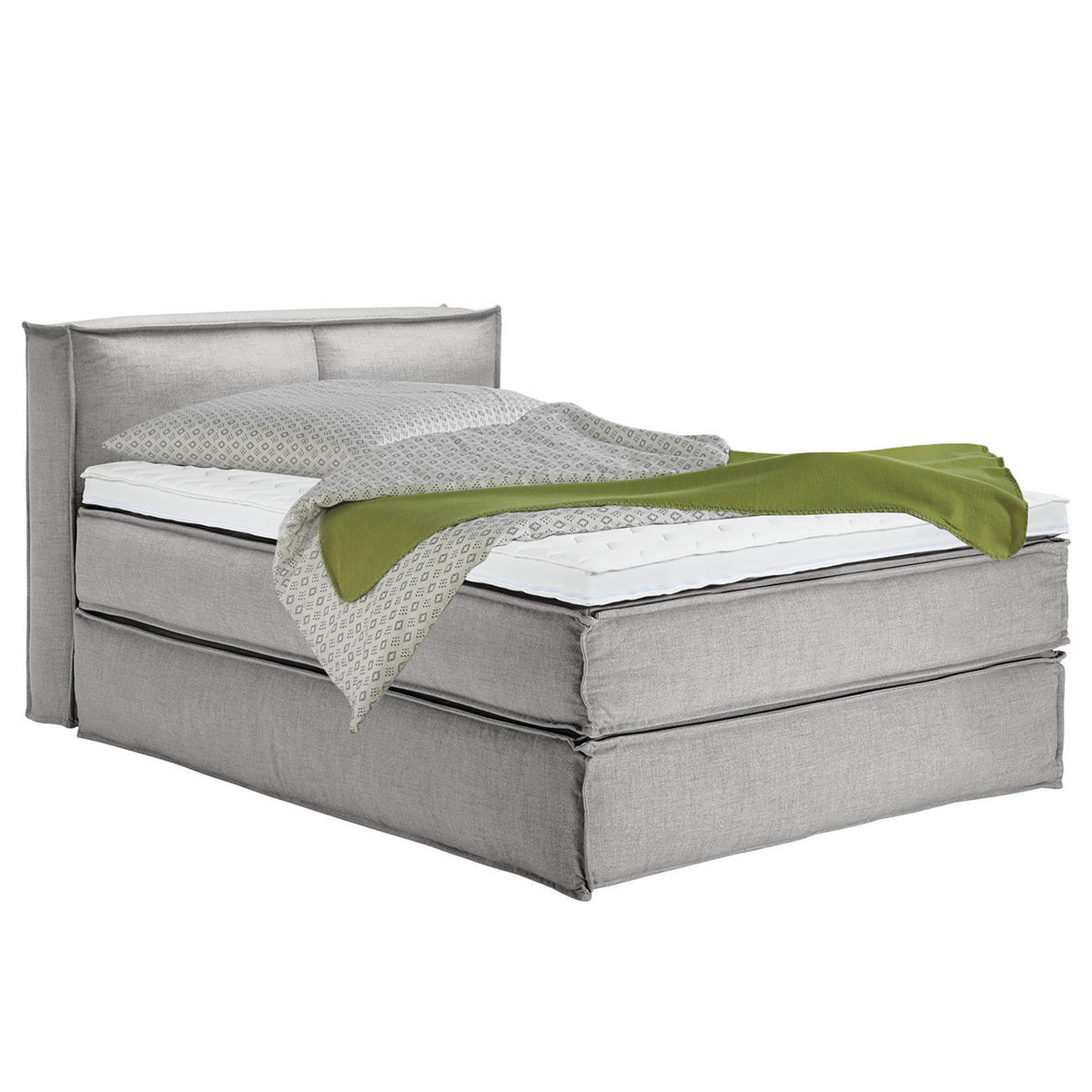 BOXSPRINGBETT mit Kopfteil - Premium - Grau, Textil (140/220cm) - home24