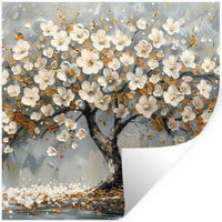 WANDTATTOO Baum - Blumen - Weiß - Natur - Kunst 50x50 cm - Weiß, Kunststoff (50/50/0.1cm) - MuchoWow