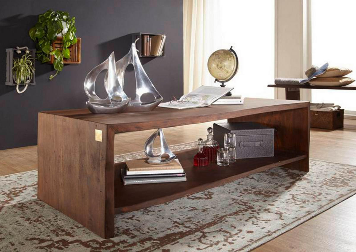 COUCHTISCH Akazie 150x70x45 braun lackiert PURE ACACIA #009 - Braun, Holz (150/70/45cm) - Massivmoebel24