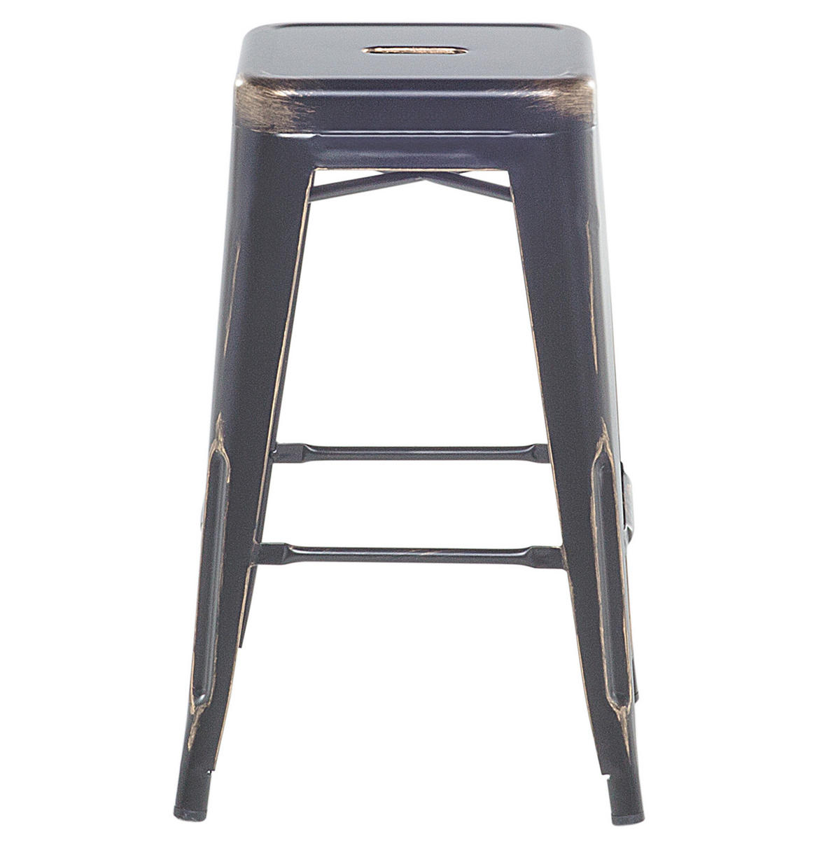 HOCKER 2er-Set Metall Schwarz Cabrillo - Schwarz, Metall (42/60/42cm) - Beliani