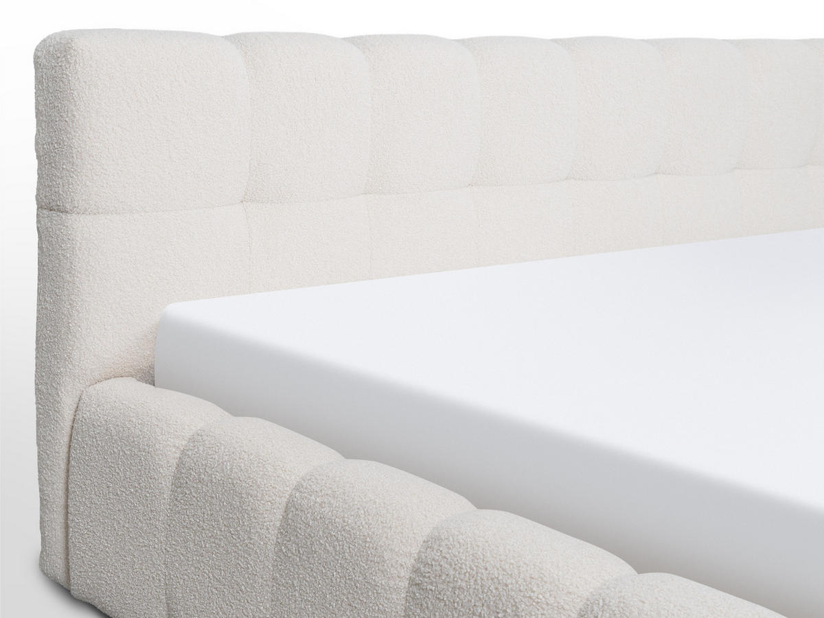 POLSTERBETT Celestia Hellbeige 180/200 cm Boucle mit Bettkasten - Beige, Textil/Metall (180/200cm) - wonello