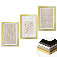 WANDBILDER 3er Set - 20x30 cm Goldrahmen - Abstrakte Boho-Dekorationen - Goldfarben, Kunststoff (20/30cm) - ArtPrintCave