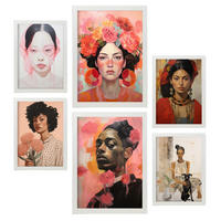 POSTER Set Mit 6 Porträtmodelle In Vielseitiger Stil A3 & A4 Weißer Rahmen - Weiß, Papier (29/3cm) - Nacnic