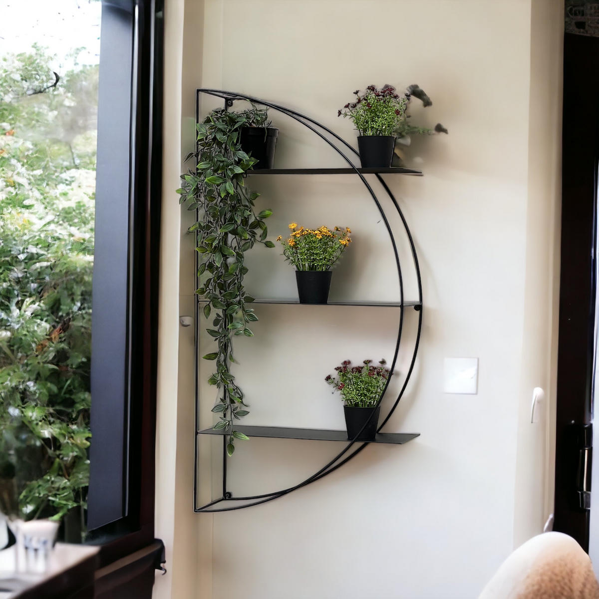 WANDREGAL rund 2-teilig Metall Schwarz 80/16/80 cm - Schwarz, Metall (80/80/16cm) - DanDiBo