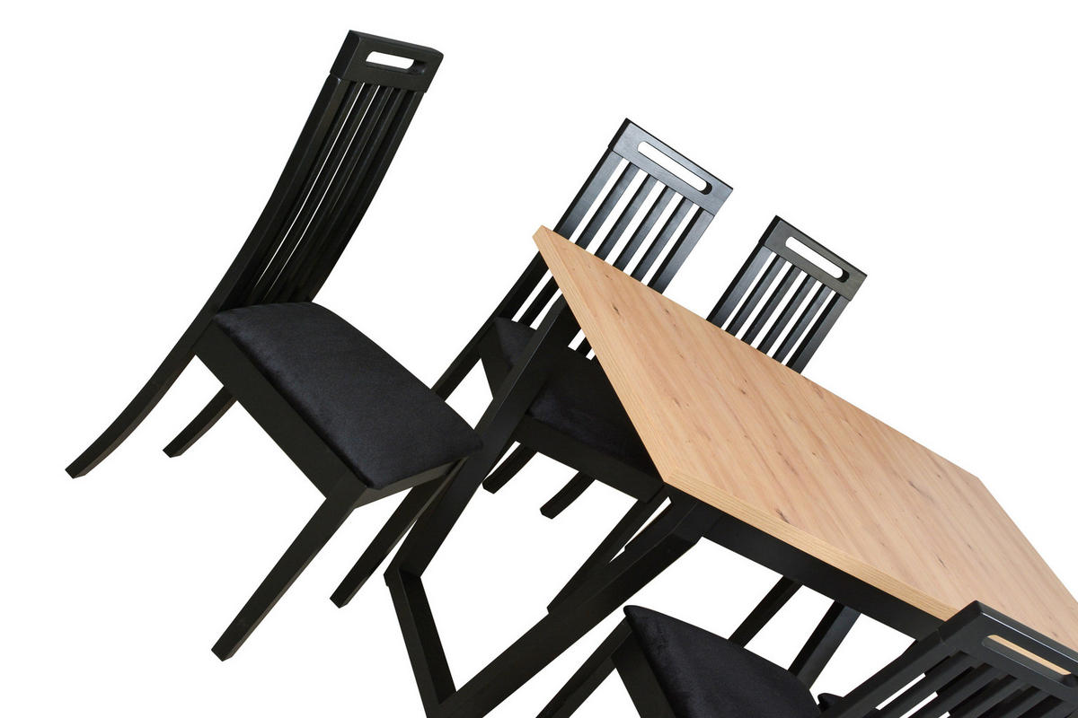 STUHL Roma 10 (2er Set) - Schwarz, Holz (47/96/43cm) - Leaf Design