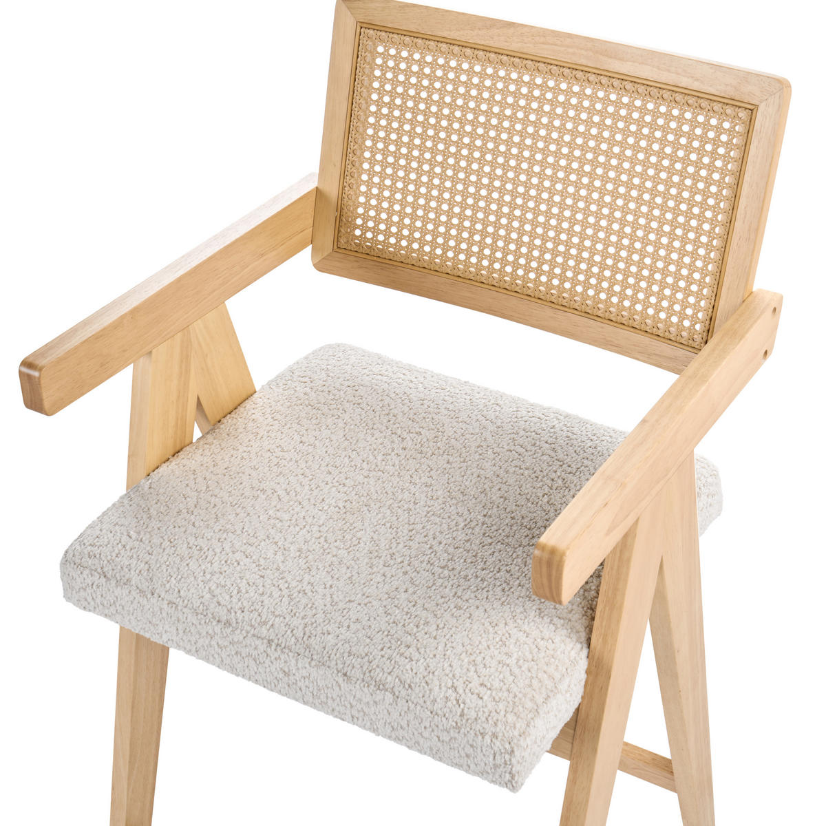 BARSTUHL 2er-Set Holz Hellbraun/Beige Ava - Hellbraun, Holz (55/102/65cm) - Beliani