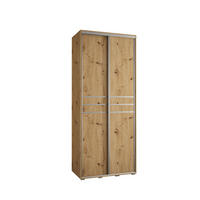 SCHWEBETÜRENSCHRANK 235,2/100/60 2-türig - Silberfarben/Eiche Artisan, Holz/Metall (100/235/60cm) - Abiks Möbel