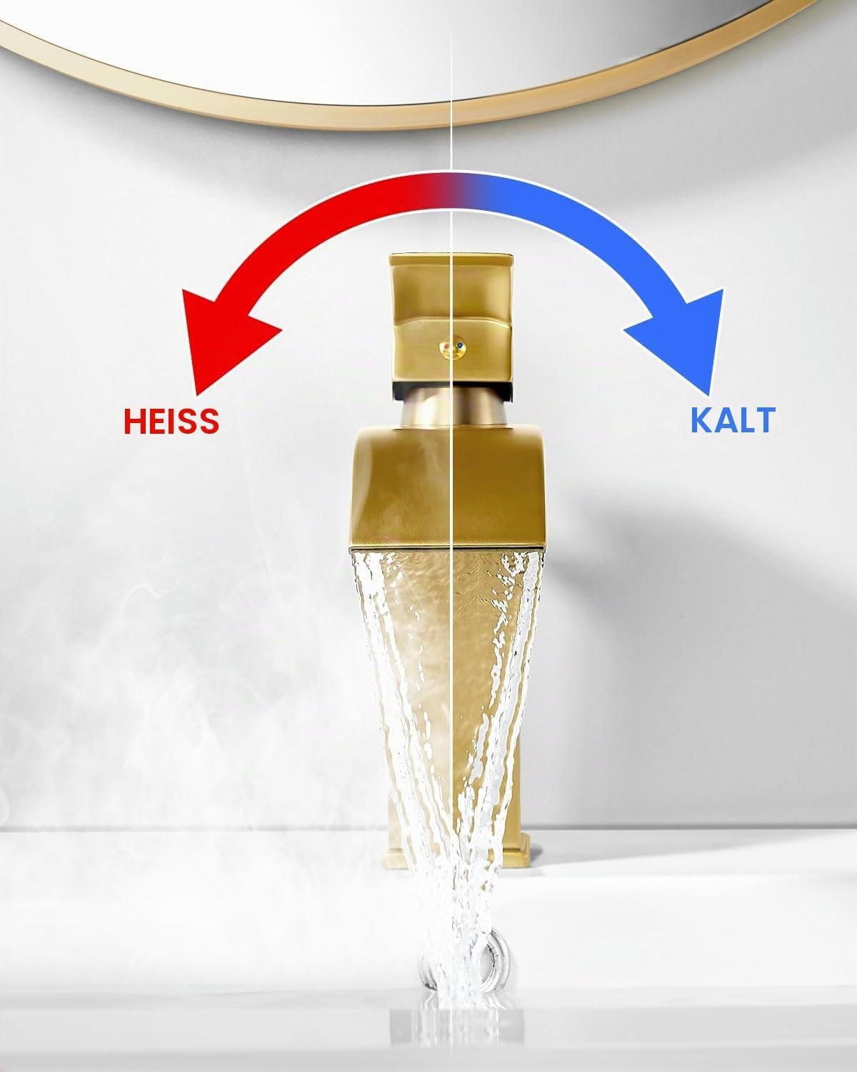 BADEZIMMERARMATUR, inklusive 60 cm langem Zulaufrohr, 180 mm hoch, goldfarben. - Goldfarben, Metall (23.5/7/19cm) - Vallsero