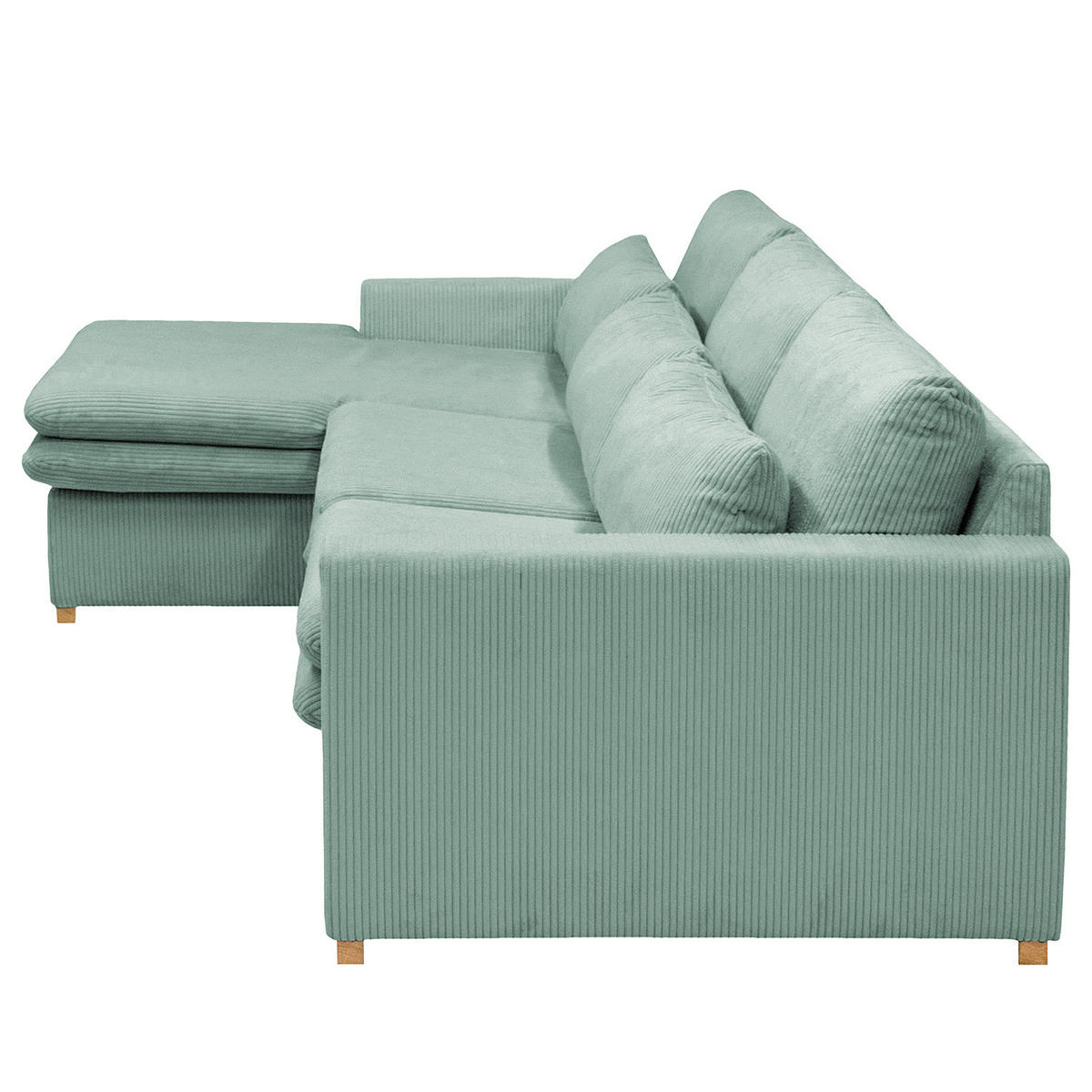 ECKSOFA mit Longchair - Blau, Textil (299/164cm) - home24