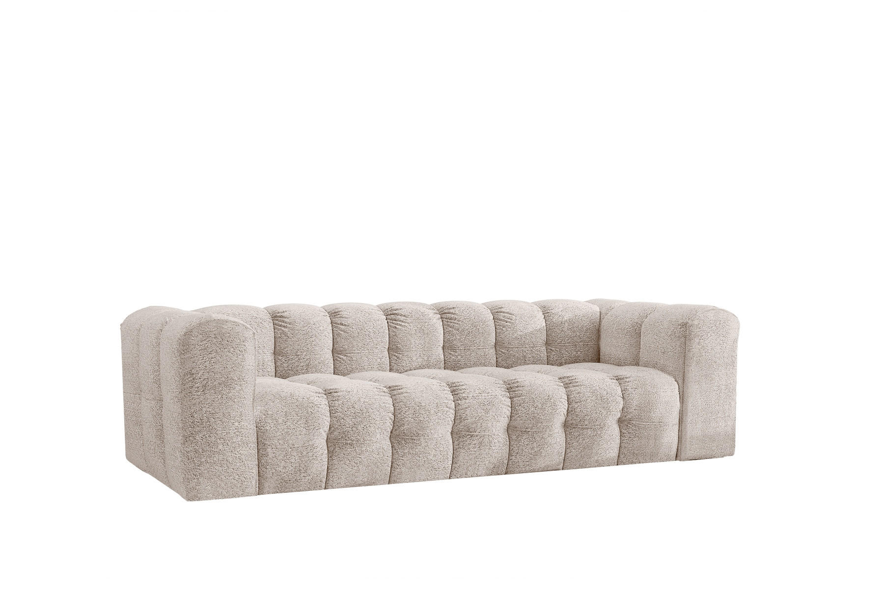 SOFA 4-Sitzer, Komfort, BALOO, Stoff Schenille & Bouclé, Ecru - Ecru, Holz (250/75/106cm) - Kaiser Möbel