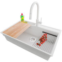 GRANITSPÜLE Oslo Pocket, 2-er set Weiß 78/53 cm 1 Becken + Küchenarmatur 40/20 cm + Ablauf-Set + Küchenzubehörset ab 80er Unterschrank - Chromfarben/Beige, Kunststoff (78/20/53cm) - Primagran