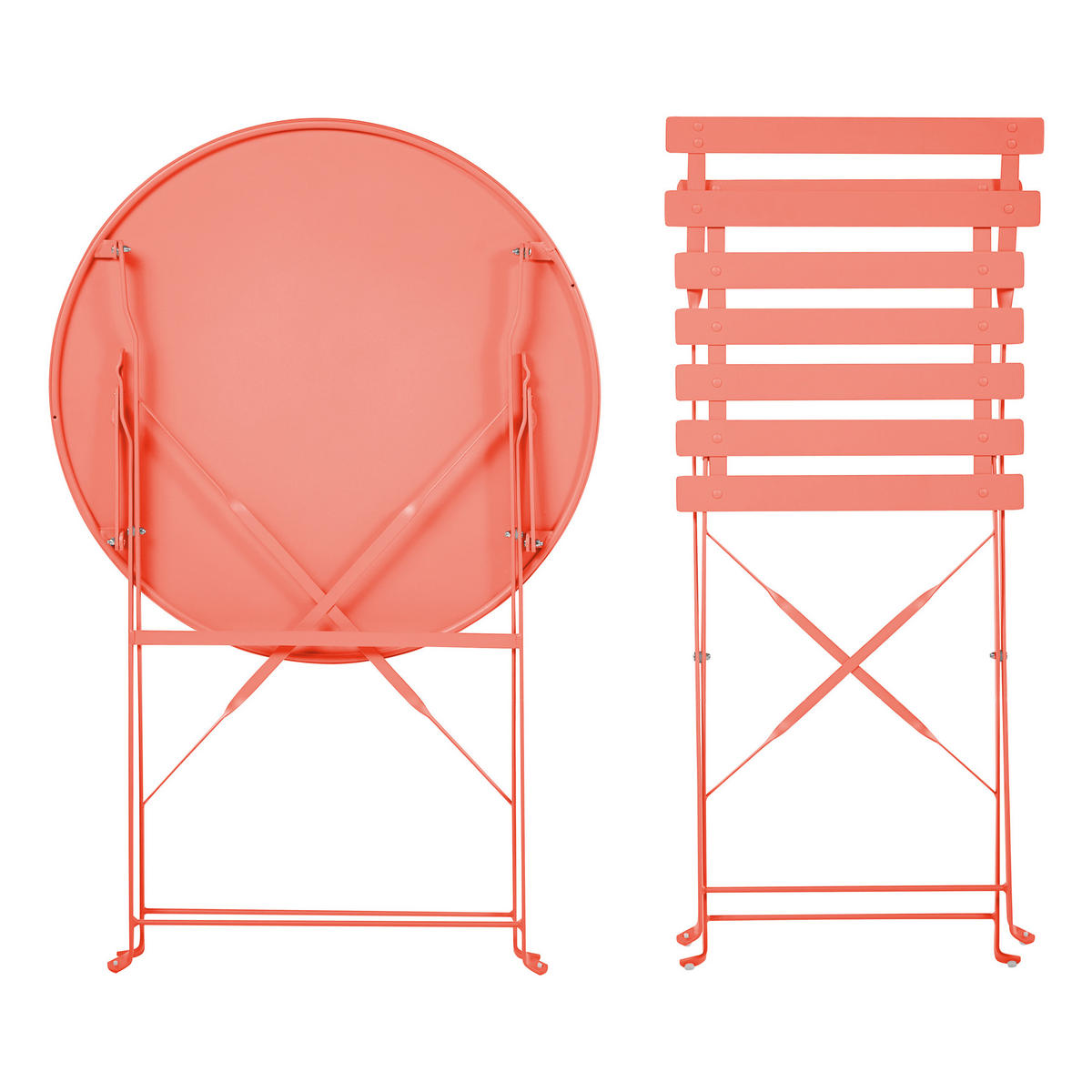 BALKONSET 2-Sitzer korallenrot zusammenklappbar Fiori - Rot, Metall - Beliani