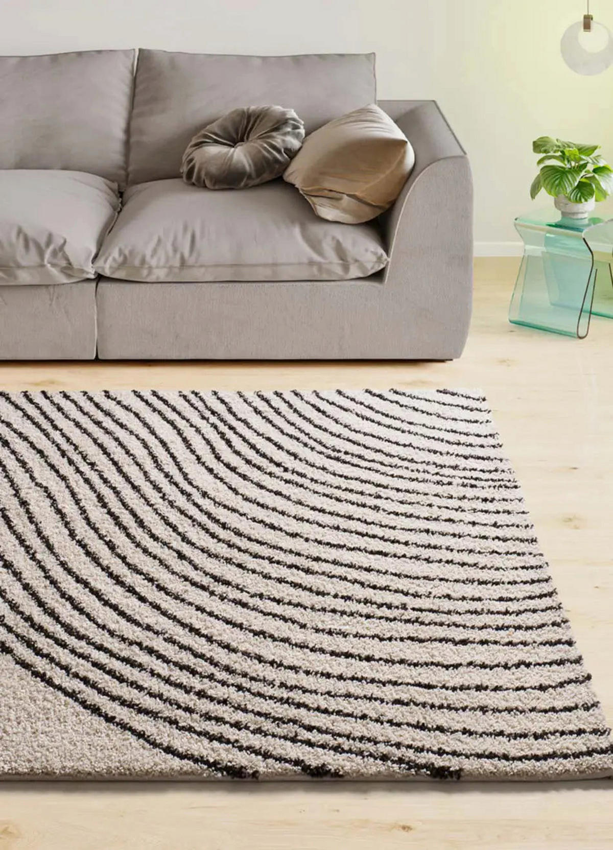 HOCHFLORTEPPICH Weiß / Schwarz Lush 80/150 cm - Schwarz/Weiß, Naturmaterialien/Textil (80/150cm) - Atticgo