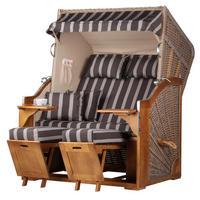 STRANDKORB Komplettset - Schleswig Pinie - PE mokka - Modell 554 - Braun/Grau, Holz (120/160/80cm) - bene living