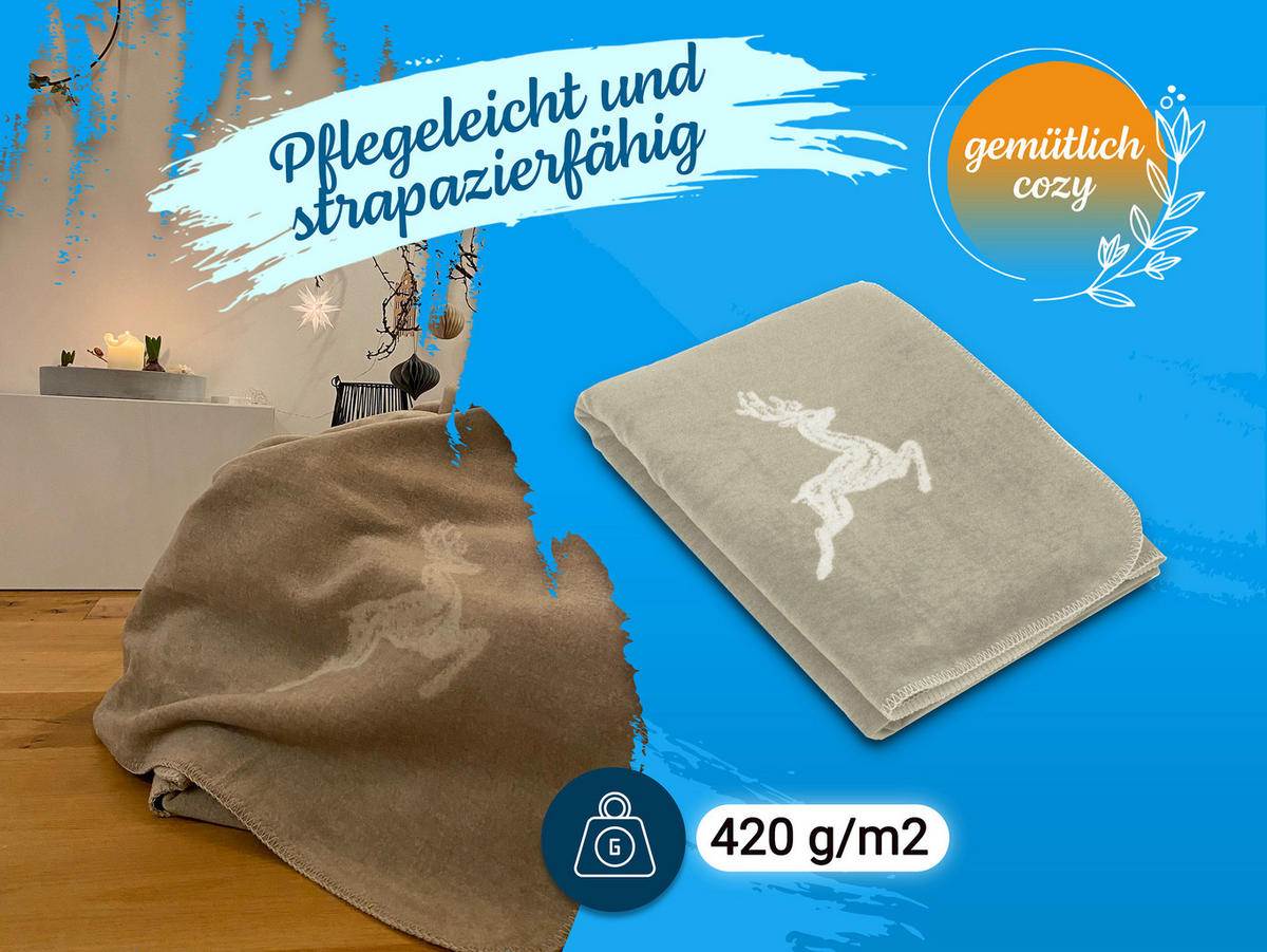 KUSCHELDECKE, 150x200 cm, 60% Baumwolle, 40% Polyacryl, Beige - Creme, Naturmaterialien (150/200cm) - Zollner