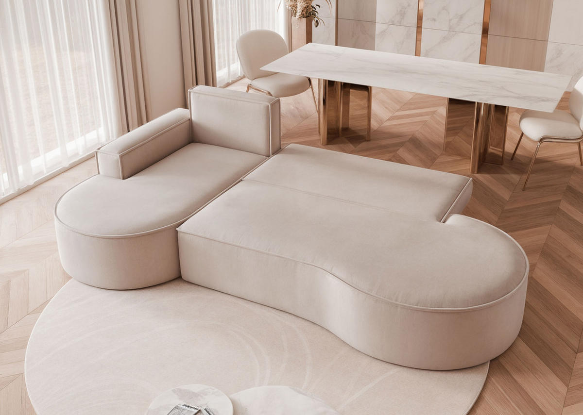 ECKSOFA SOFIA mit Schlaffunktion und Bettkasten Beige - Beige, Holzwerkstoff/Kunststoff (277/157cm) - Idohome