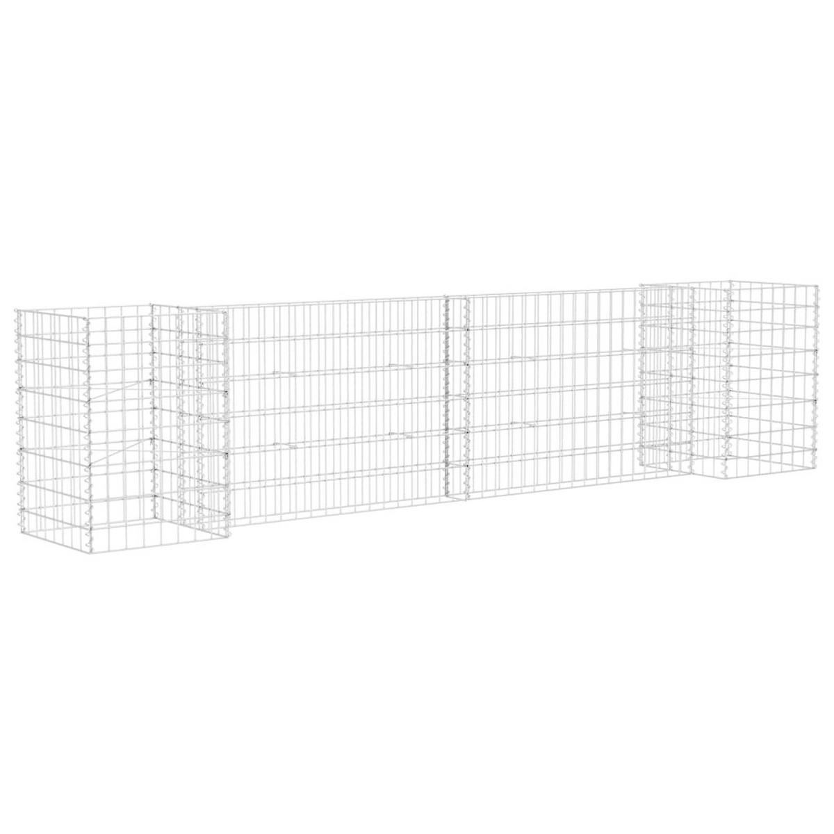 H-FÖRMIGER Gabionen-Pflanzkorb Stahldraht 260x40x60 cm - Silberfarben, Metall (260/60/40cm)