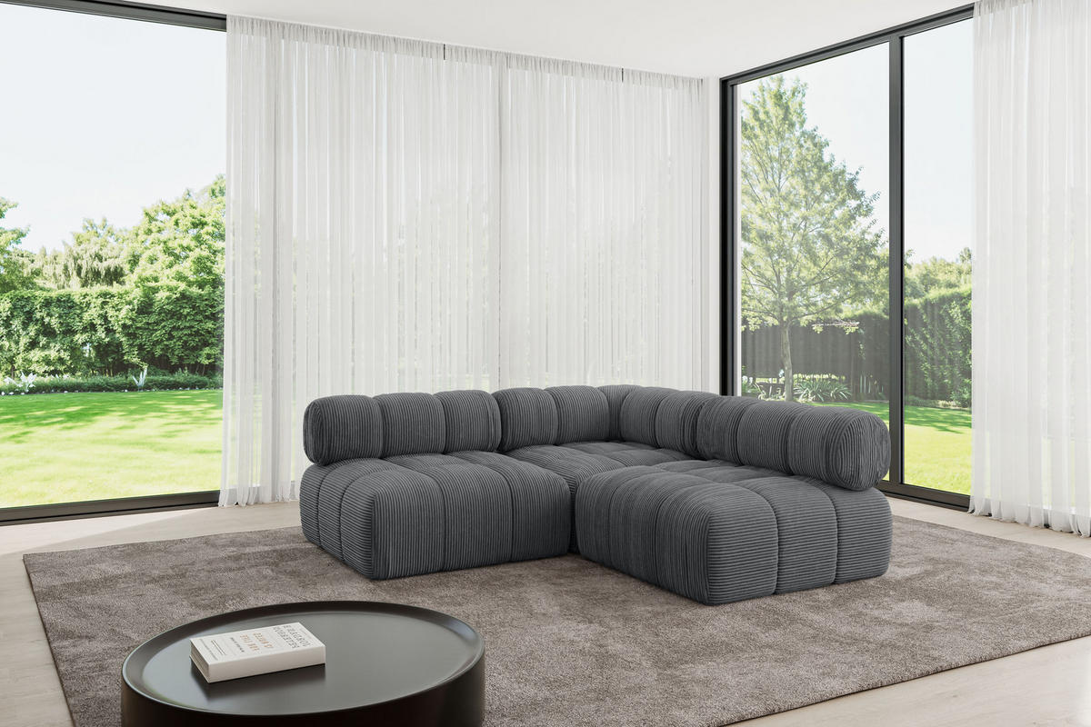 ECKSOFA modulares Sofa Samaro-L1 - 190x190x70 cm Dunkelgrau Cord - Dunkelgrau, Holzwerkstoff/Textil (190/190cm) - ALTDECOR