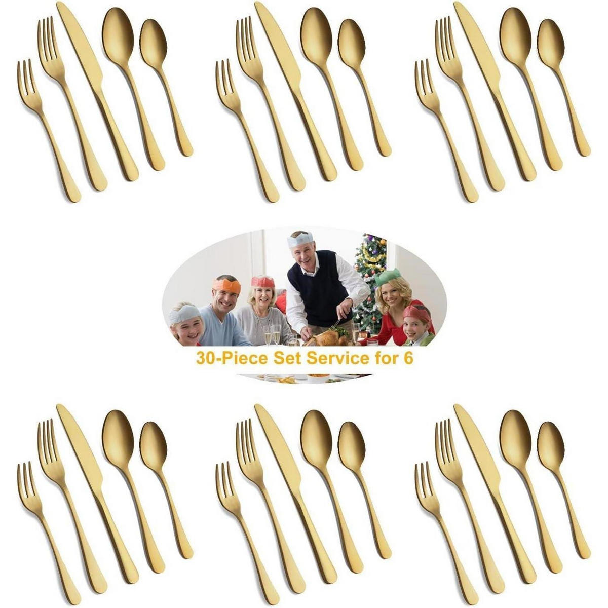 BESTECKSET 60-teilig für 12 Personen Matt Gold - Goldfarben, Metall