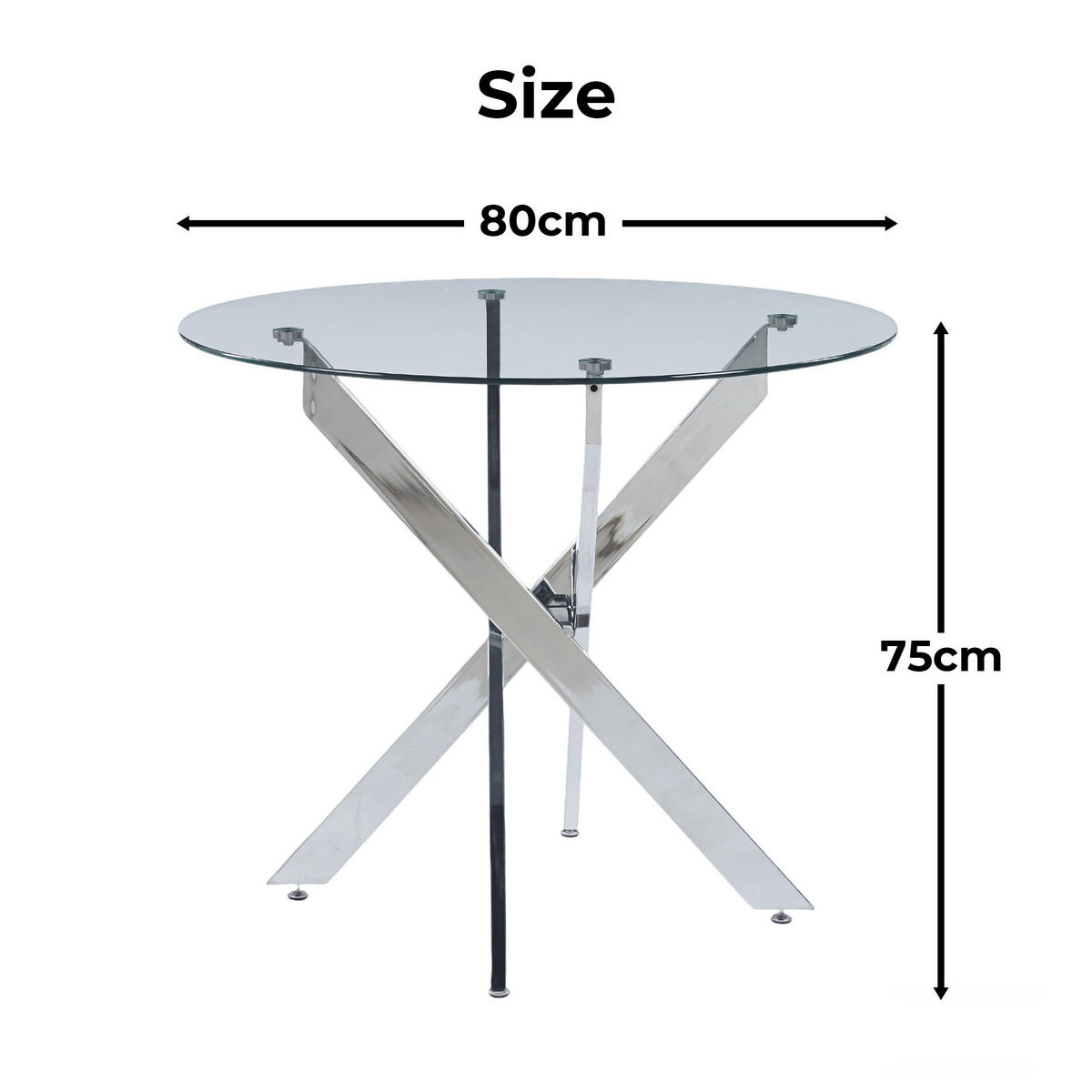 ESSTISCH 80/80/75 cm silber aus Glas und Metall mit pflegeleichter Tischplatte - Silberfarben, Metall (80/80/75cm) - OKWISH