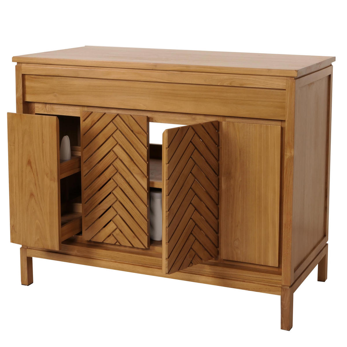 TEAK-WASCHBECKENUNTERSCHRANK Braun - Braun, Holz (106/86/56cm) - MCW